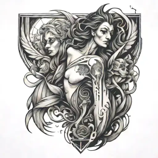 lots of people but blurry lines tattoo design idea