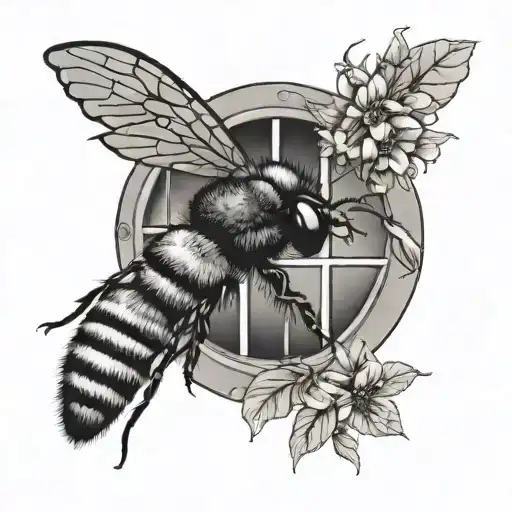 window, bee, sillhuette tattoo design idea