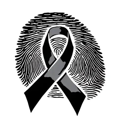 fingerprint mixed with cancer ribbon tattoo design idea