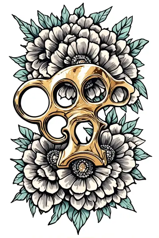 girly brass knuckles diamond shaped line outlining tattoo design idea