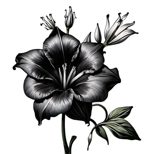 lily tulip morning glory flowers tattoo design idea