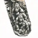 Gorilla family hiking tattoo design idea