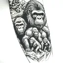 Gorilla family hiking tattoo design idea