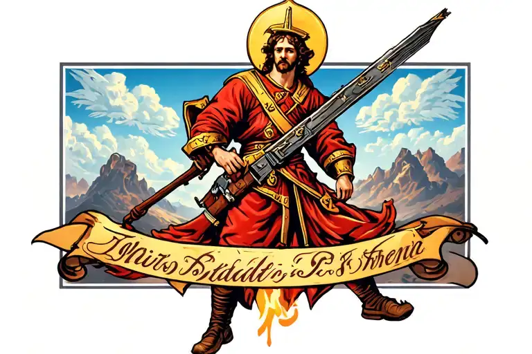 American traditional tattoo of Saint Florian, the patron saint of firefighters tattoo design idea