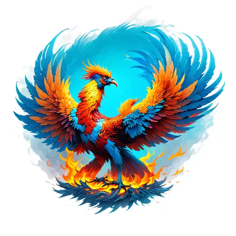 asian phoenix rising from ashes symbolizing overcoming tattoo design idea