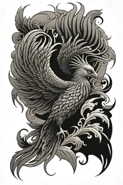 japanese phoenix rising tattoo design idea