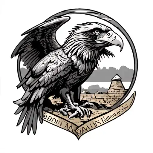 Babylon with Iraq eagle  tattoo design idea