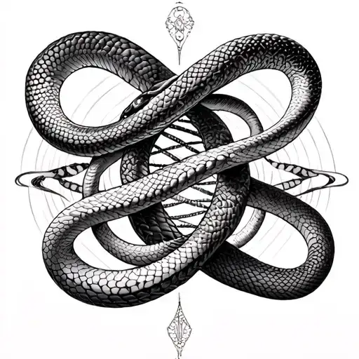kundalini snakes intertwined rising dna double helix tattoo design idea