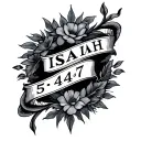 Make a tattoo with the inscription "ISAIAH 54:17" tattoo design idea