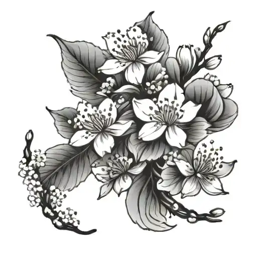 In Japanese style, delicate cherry blossoms with swirling petals as a tattoo on the shoulder blade. tattoo design idea