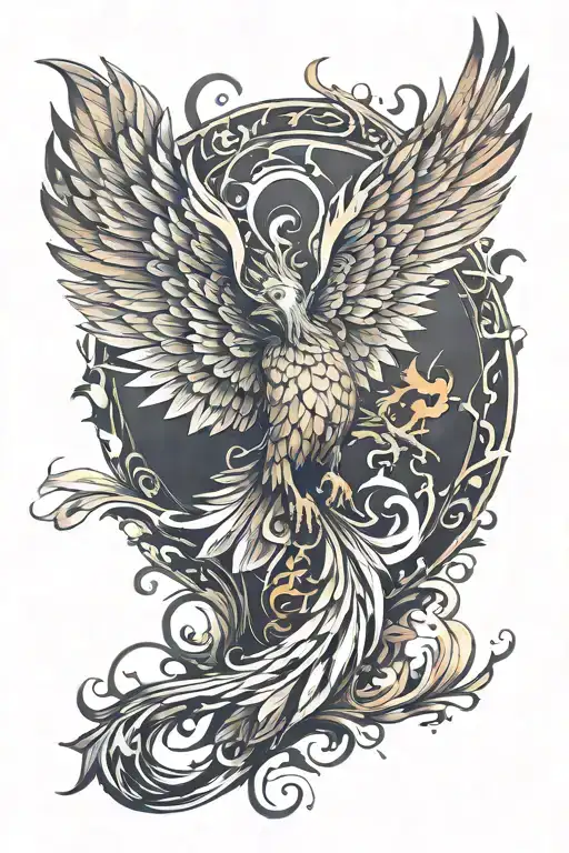 phoenix with outstretched wings tattoo design idea