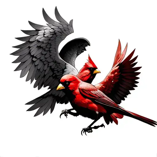 arch angel michael and cardinal bird tattoo design idea