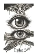 An eye design at the top, with rays extending outward resembling the sun or a spiritual aura.The text "Psalm 23:4", whi tattoo design idea