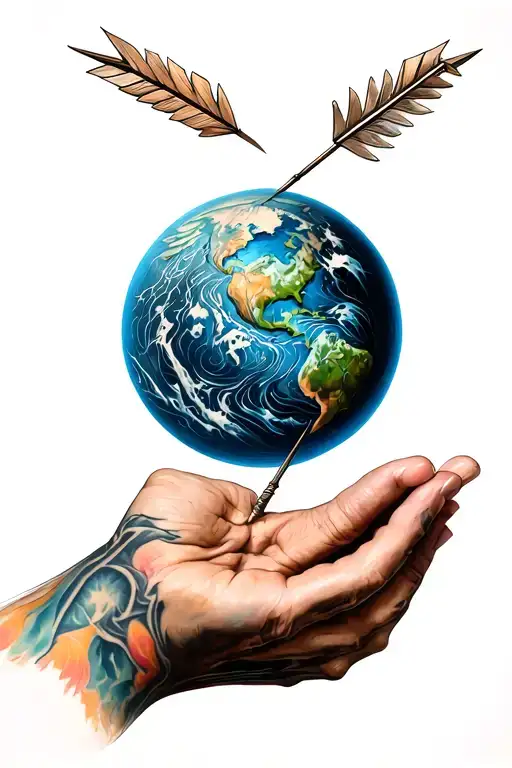 Hold on to what is good, Even if it's a handful of earth into a arrow  tattoo design idea
