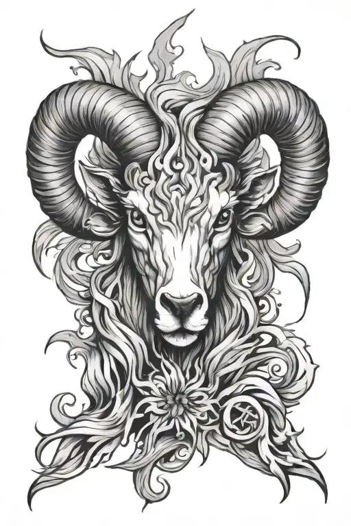 Aries, horror, flames, arm sleeve tattoo tattoo design idea