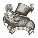 walrus with Top hat reading a scroll tattoo design idea