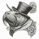 walrus with Top hat reading a scroll tattoo design idea