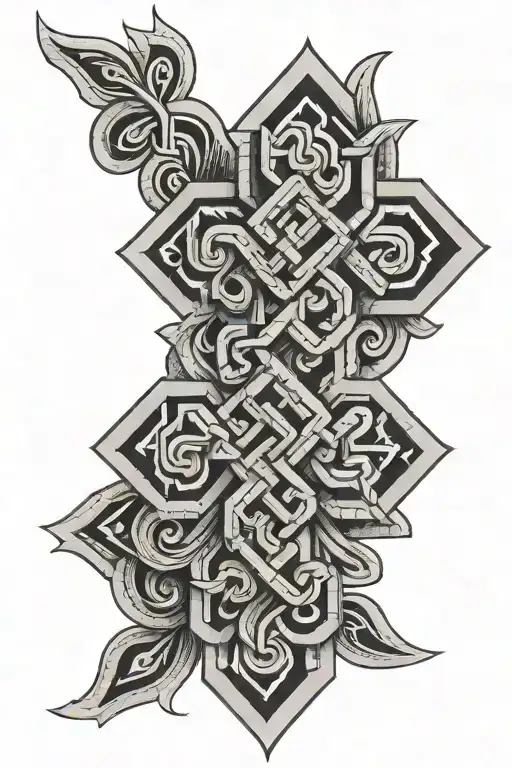 Hungarian folk endless knot tattoo design idea