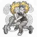 lisa and brat simpson hugging tattoo design idea