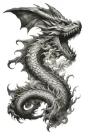 dragon wrapped in smoke   tattoo design idea