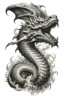 dragon wrapped in smoke   tattoo design idea