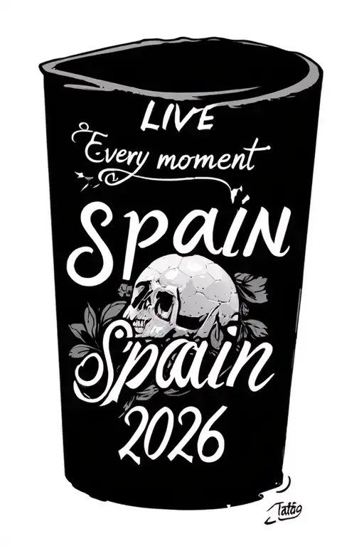 live every moment in Spanish and "Spain 2026" in the tattoo tattoo design idea