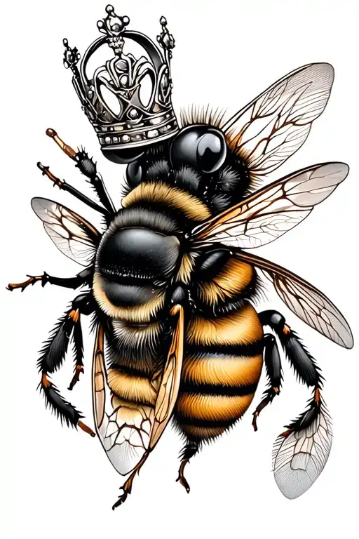 queen bee wearing crown adorned tattoo design idea