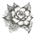 Lotus flower paw, print, angel wings tattoo design idea