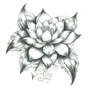 Lotus flower paw, print, angel wings tattoo design idea