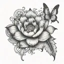 Lotus flower paw, print, angel wings tattoo design idea