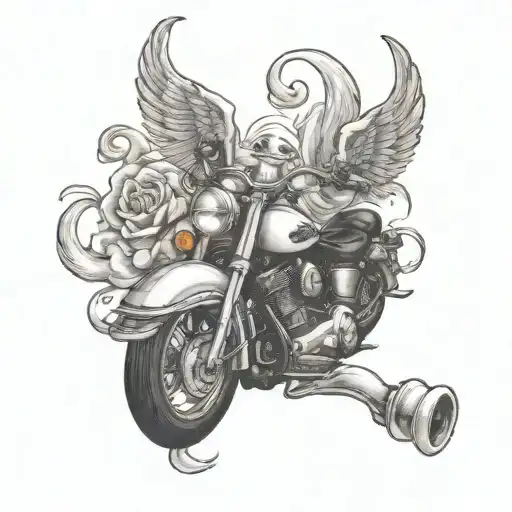 lung cancer and harley Davidson motorcycle tattoo design idea