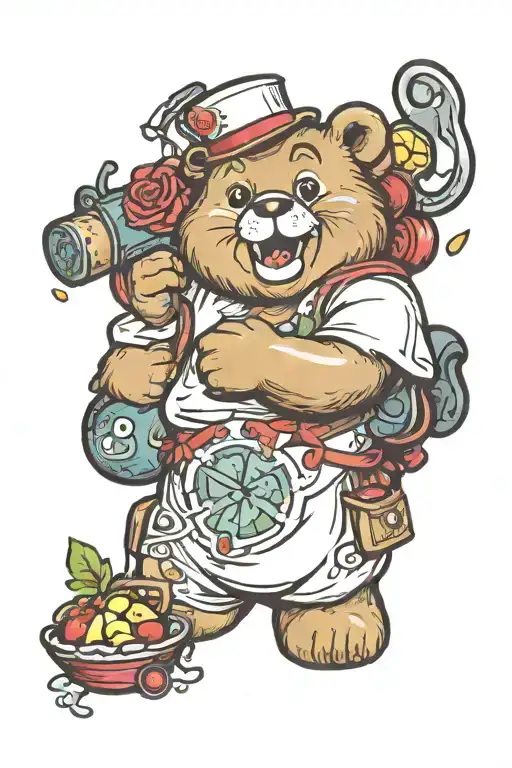 health care bear tattoo design idea