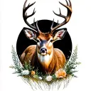 mule deer surrounded tattoo design idea