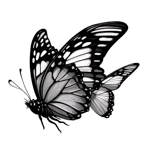 two butterflies flying tattoo design idea