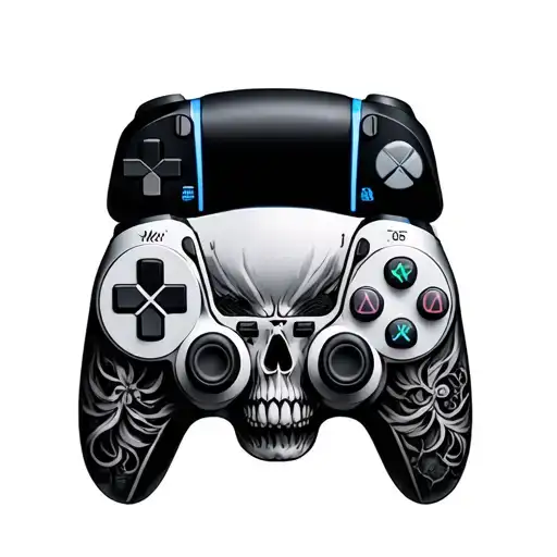 death ps5 controller tattoo design idea