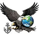 bald eagle with globe and an anchor tattoo design idea