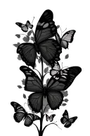 I want a stem from my fingers to my sholder with 8 butterflies scattered on the stem so I can color them in  tattoo design idea