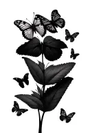 I want a stem from my fingers to my sholder with 8 butterflies scattered on the stem so I can color them in  tattoo design idea