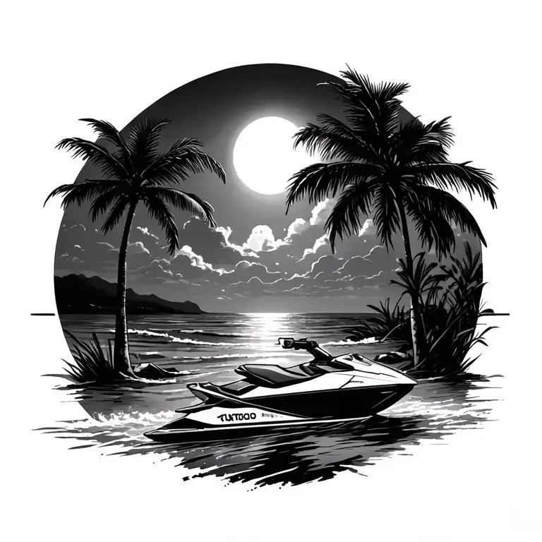  I want a beach , water, booze, sunlight , gold and palm trees. I want jet skis, a plane ,  food  tattoo design idea