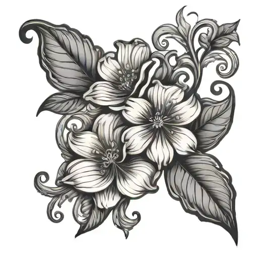 Vine magical tattoo with unique 3 flowers tattoo design idea