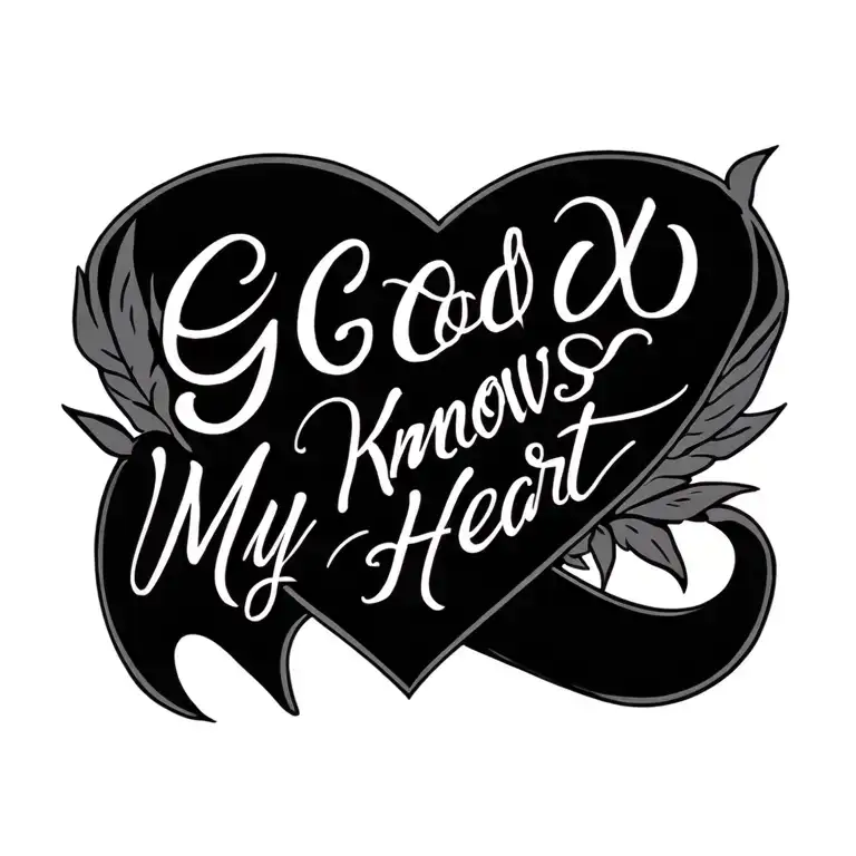 "GOD KNOWS MY HEART" Religious symbols integrated tattoo design idea