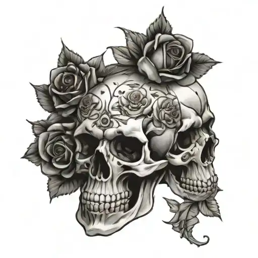 roses skull cards dice filler tattoo design idea