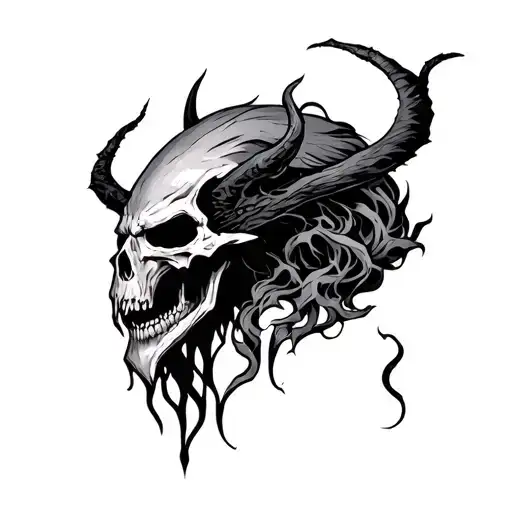 demon and reaper outline tattoo design idea
