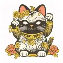 Funny Black Maneki neko tattoo design idea