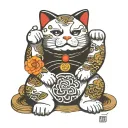 Funny Black Maneki neko tattoo design idea