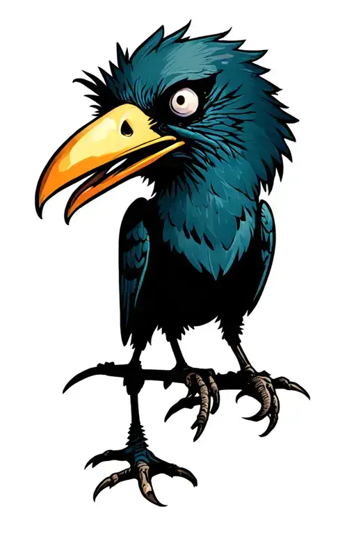 zombie crow with molded beak tattoo design idea