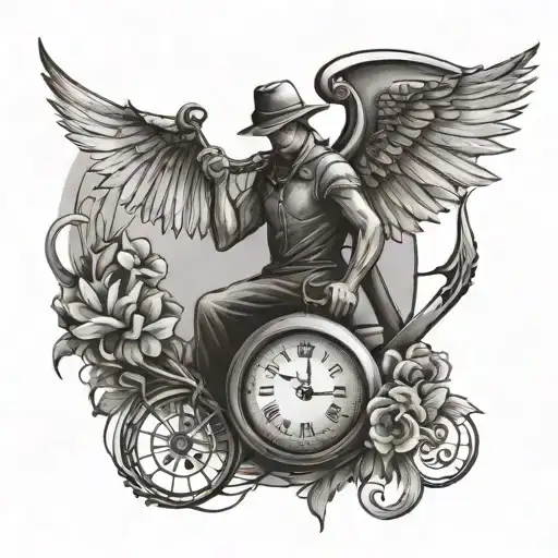 Hourglass with wings and scythe A farmer tattoo design idea