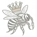 queen bee with crown tattoo design idea
