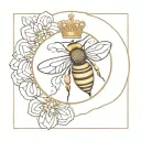 queen bee with crown tattoo design idea