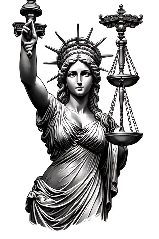 lady justice tattoo design idea